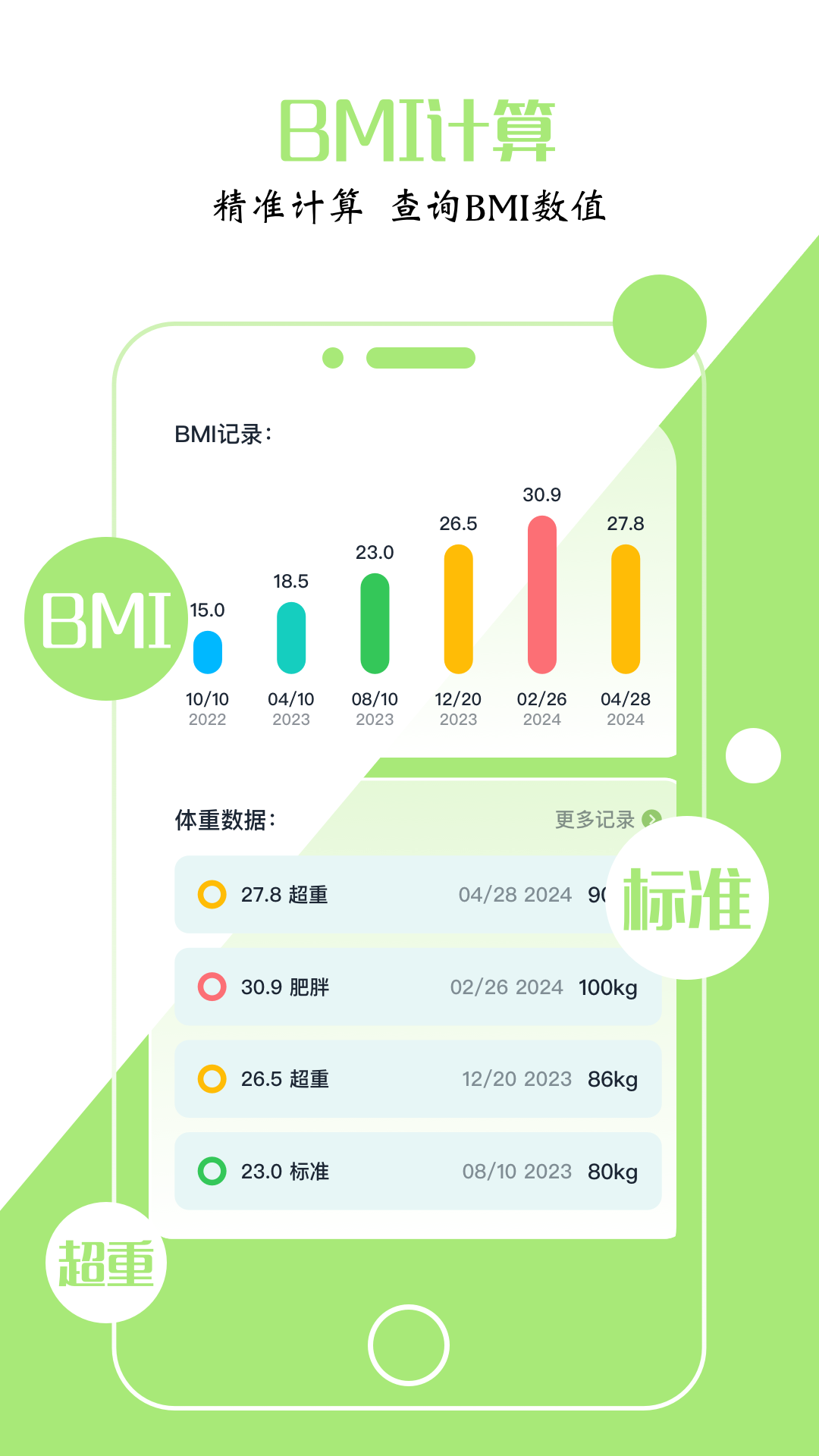 BMI指数计算器截图